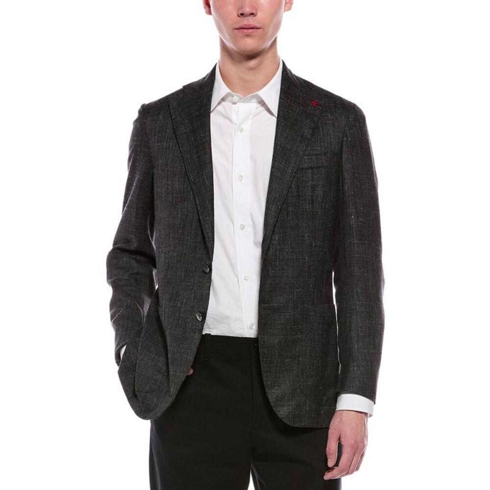 Isaia Mens Silk, Cashmere, & Linen-Blend Jacket, Grey